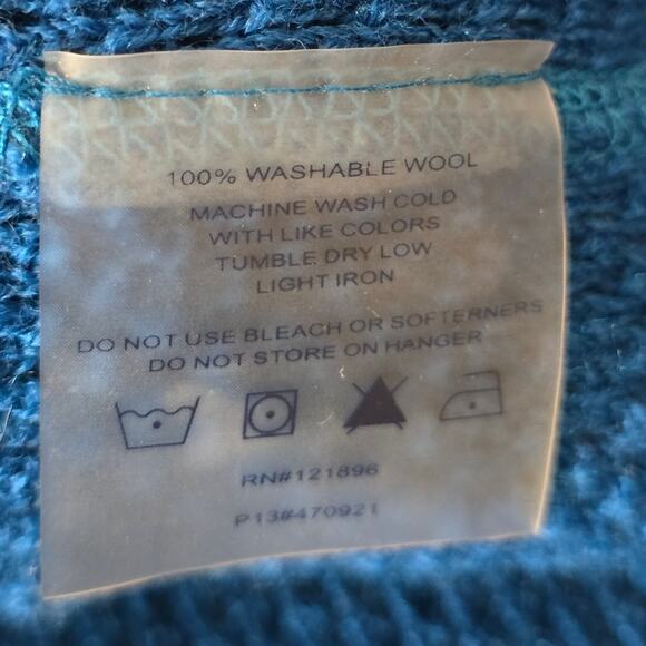 Title Nine Turquoise Open Knit Hooded Washable Wool Athletic Cardigan Women's M - Picture 6 of 6